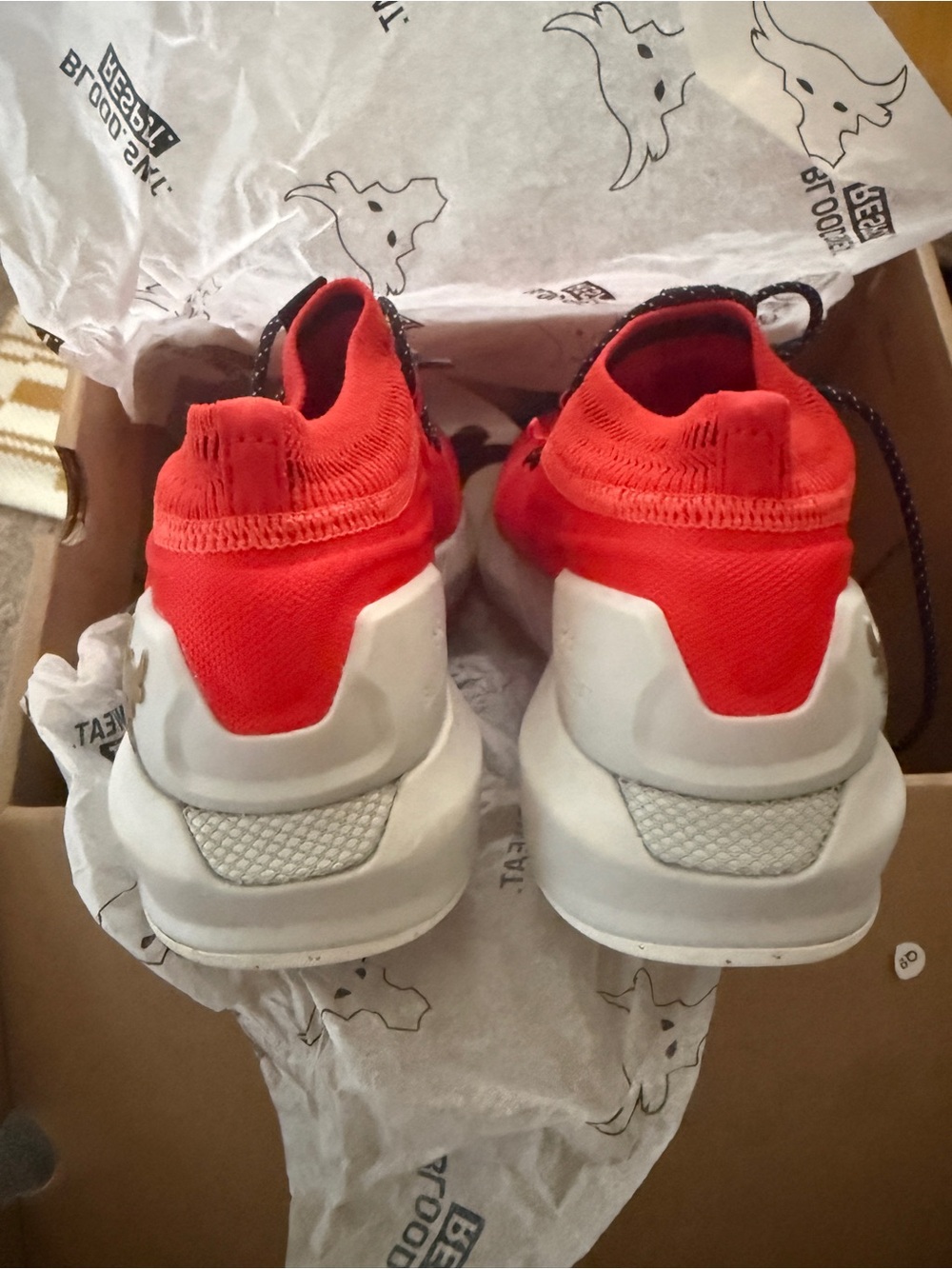 Under Armour Women’s Orange and White HOVR Training Sneakers - Picture 4 of 11